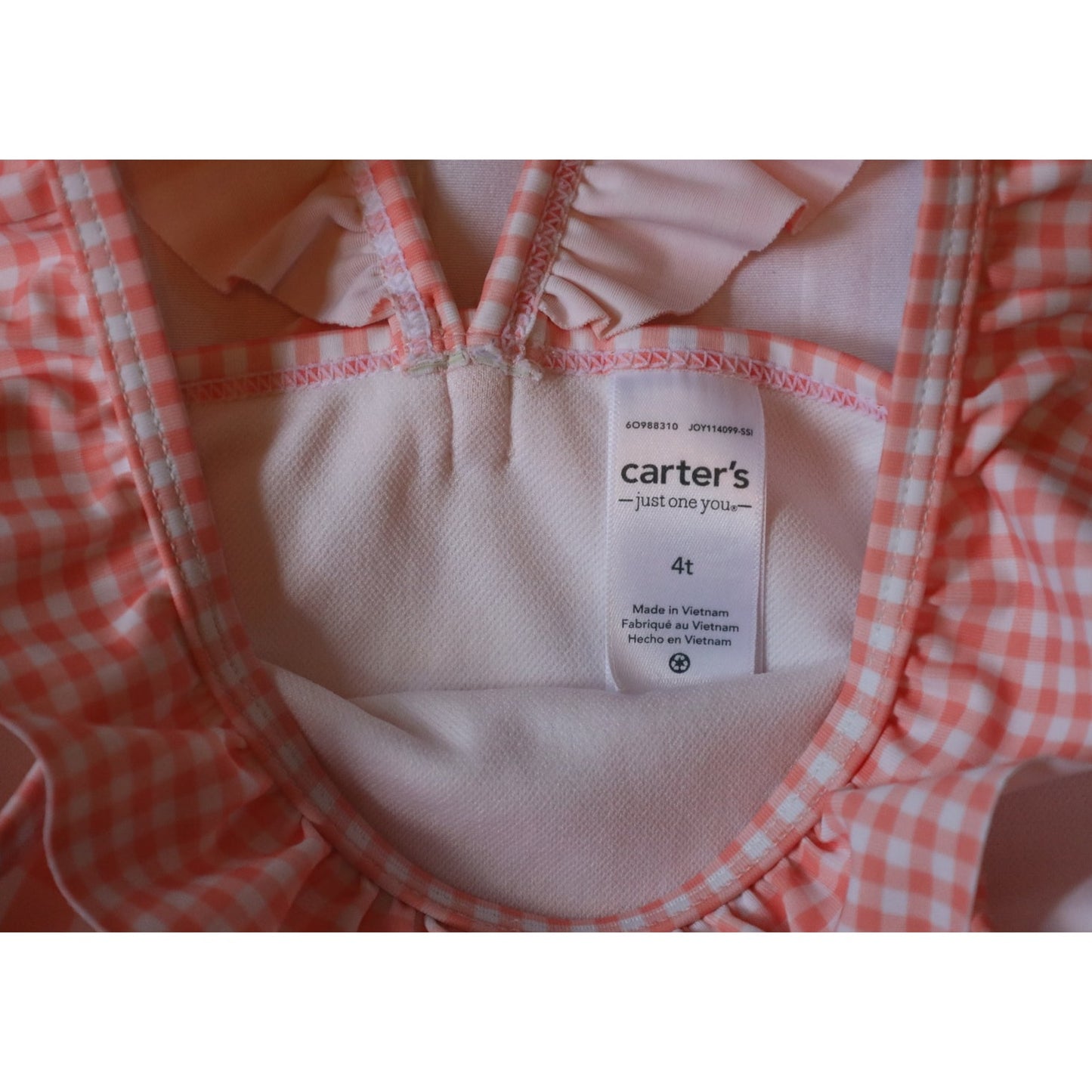 Pink Gingham Ruffle One Piece - 4T