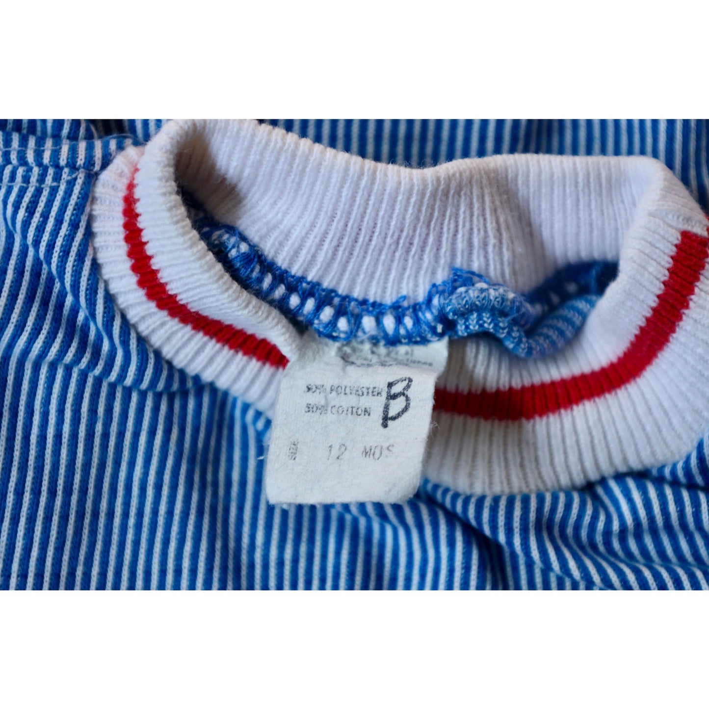 Vintage Pinstripe Choo-Choo Onesie - Sz 12m