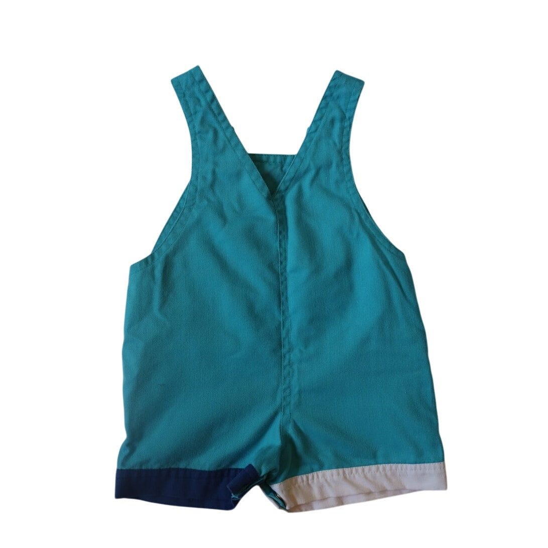 Vintage Popsicle Teal Shorteralls - 12m