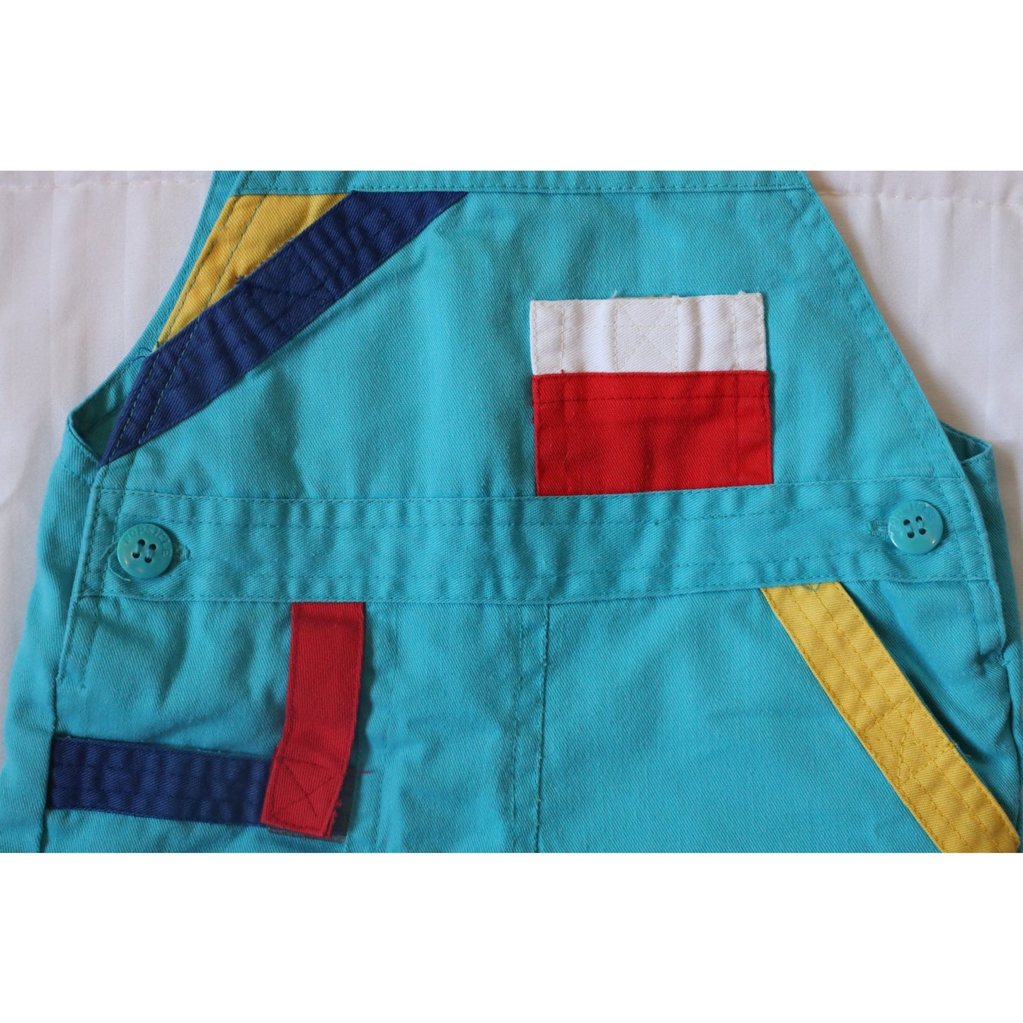 Vintage Popsicle Teal Shorteralls - 12m