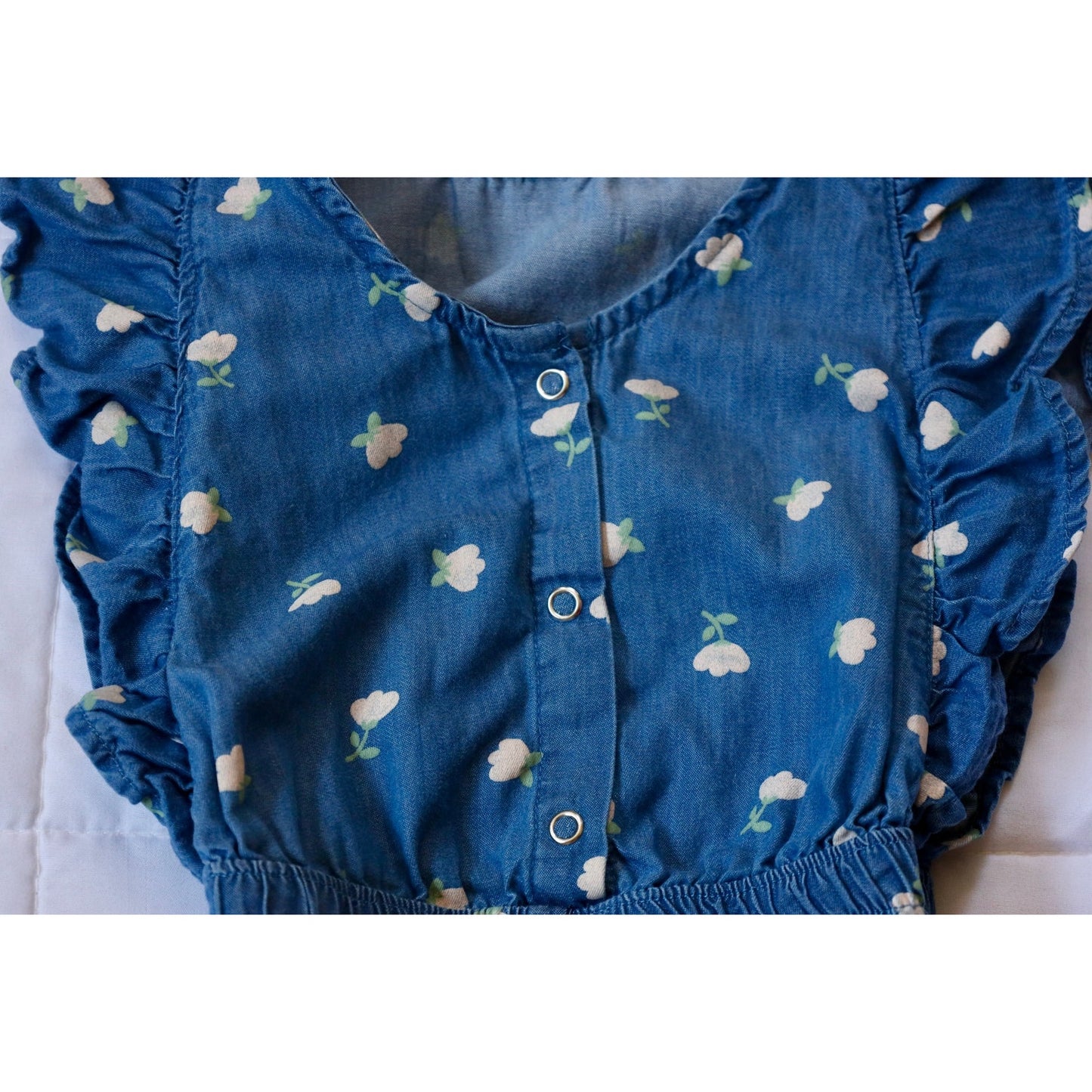 Easy Peasy Floral Print Denim Jumpsuit - Sz 4T