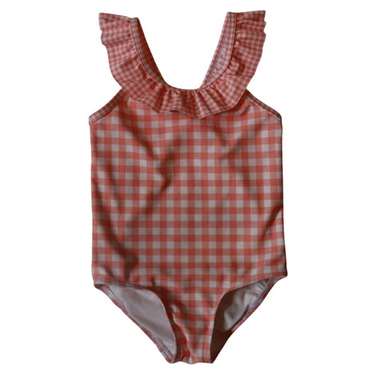 Pink Gingham Ruffle One Piece - 4T