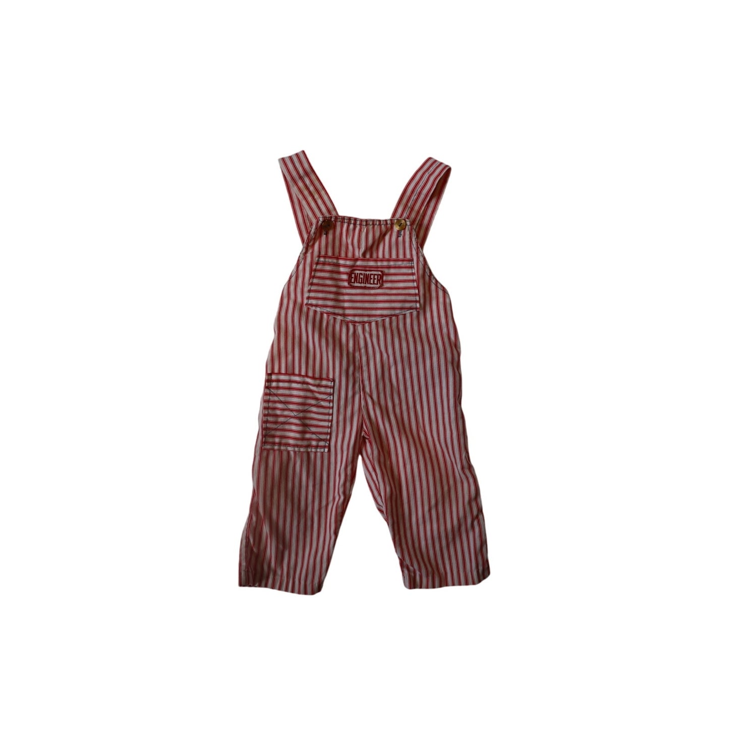 Vintage Candy Stripe "Engineer" Overalls - 18-24m
