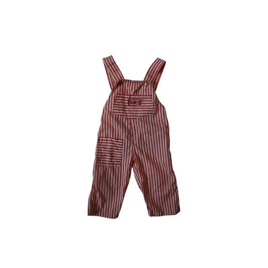 Vintage Candy Stripe "Engineer" Overalls - 18-24m