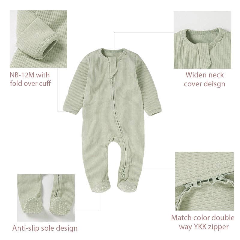 Organic Cotton Baby Footed Romper Knitted Onesie