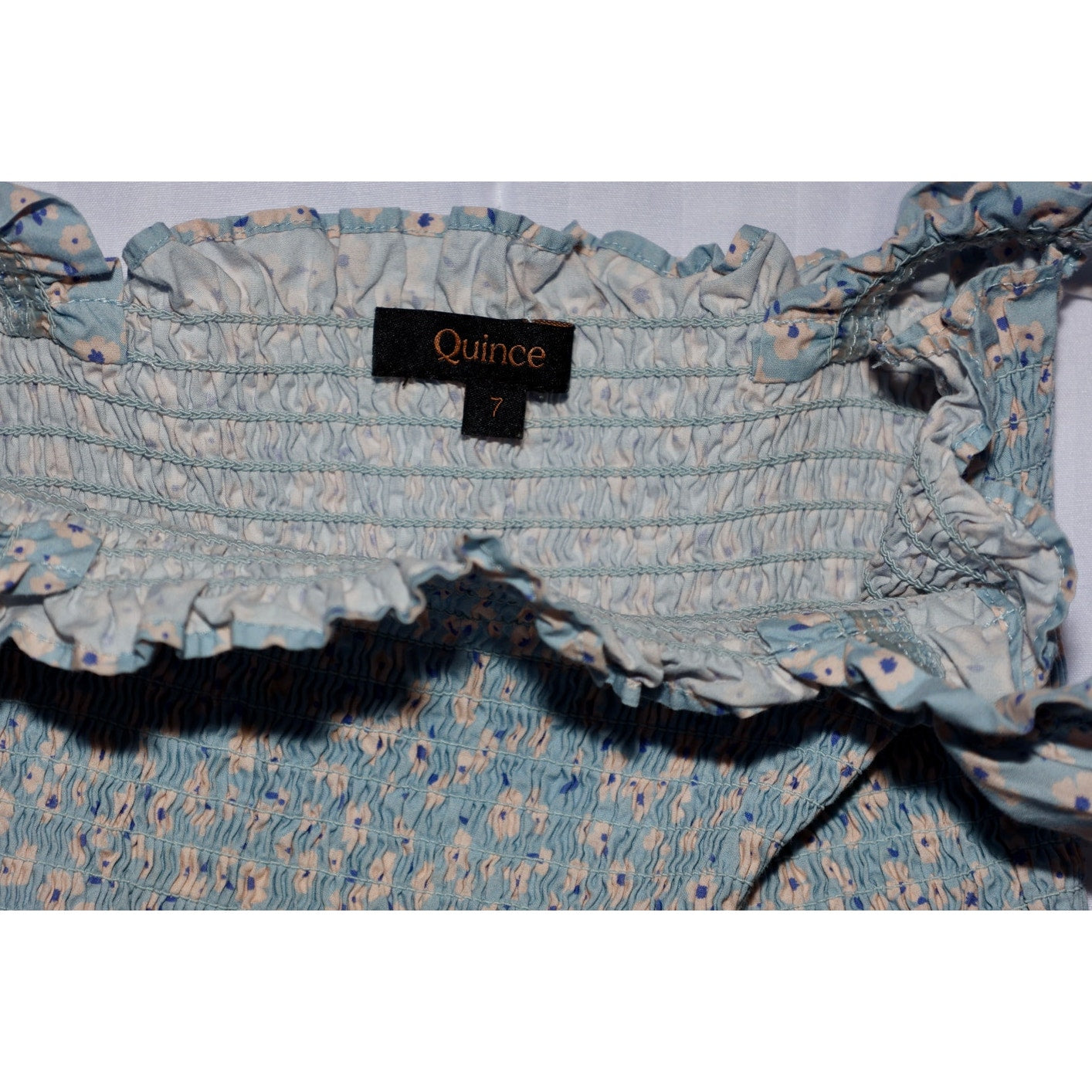 Quince Poplin Smocked Dress - Sz 7