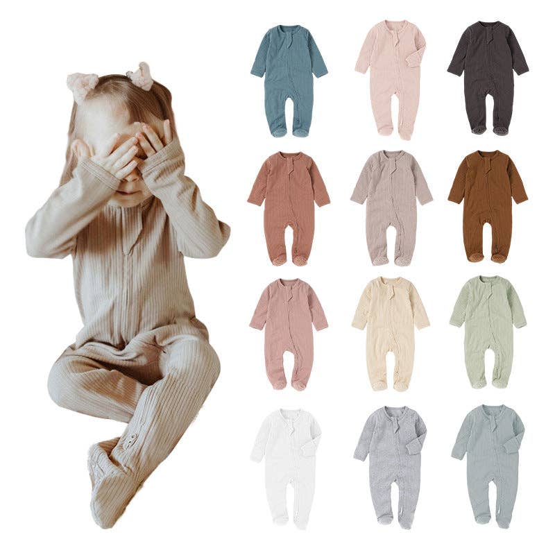 Organic Cotton Baby Footed Romper Knitted Onesie