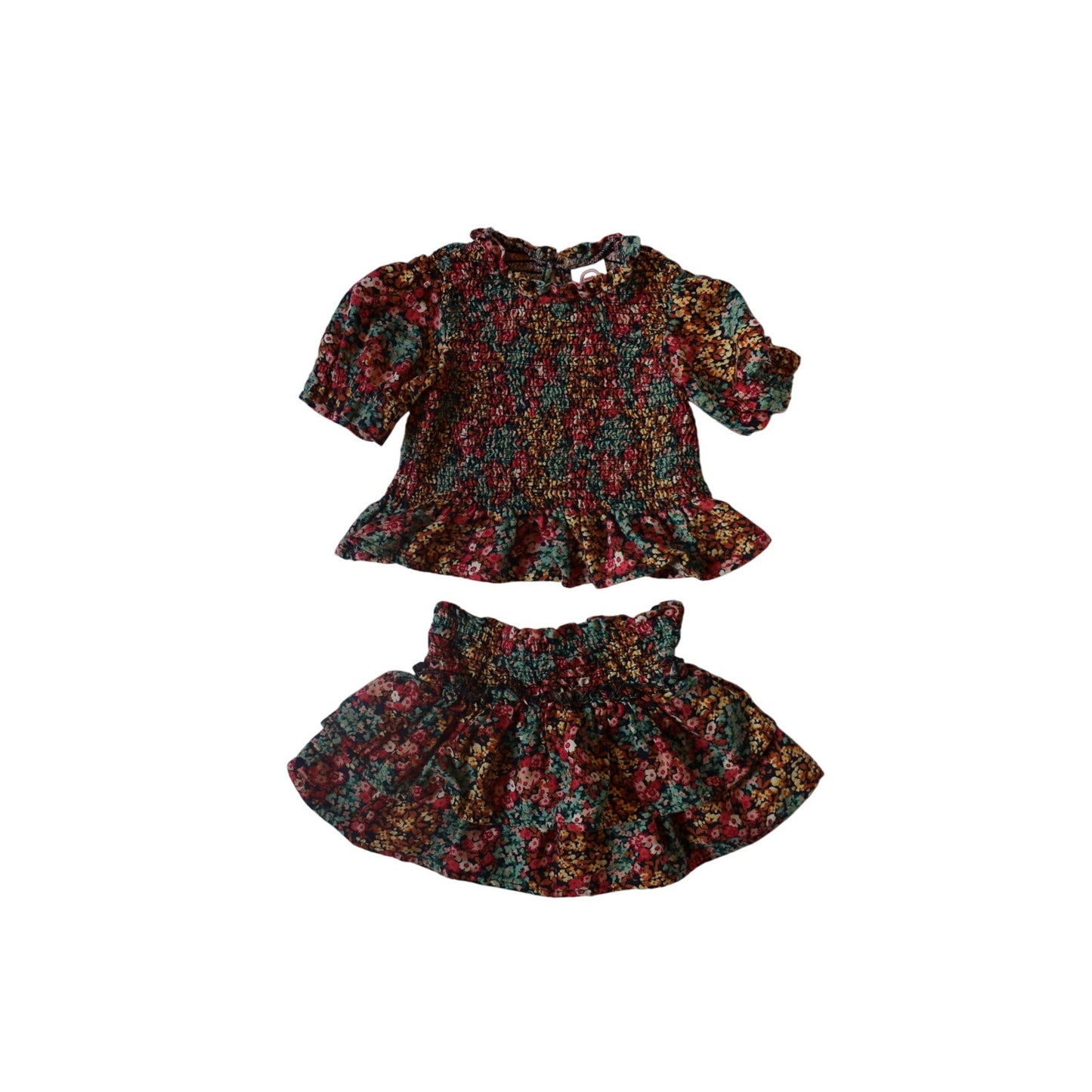 Floral Stretchy Two-Piece Skirt Set - 2T