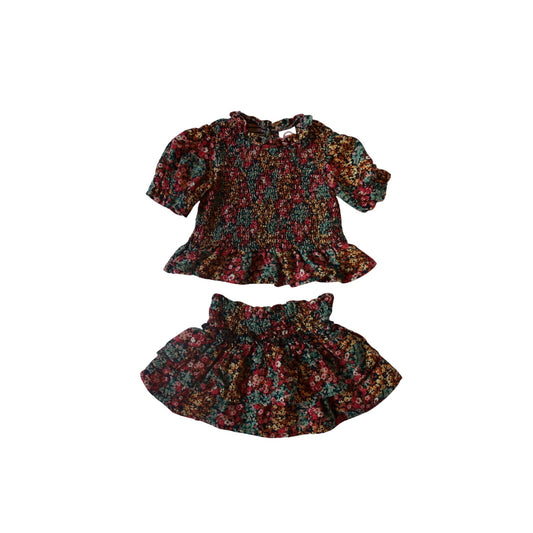 Floral Stretchy Two-Piece Skirt Set - 2T