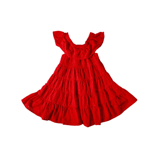 Genuine Kids Red Eyelet Dress - 4T