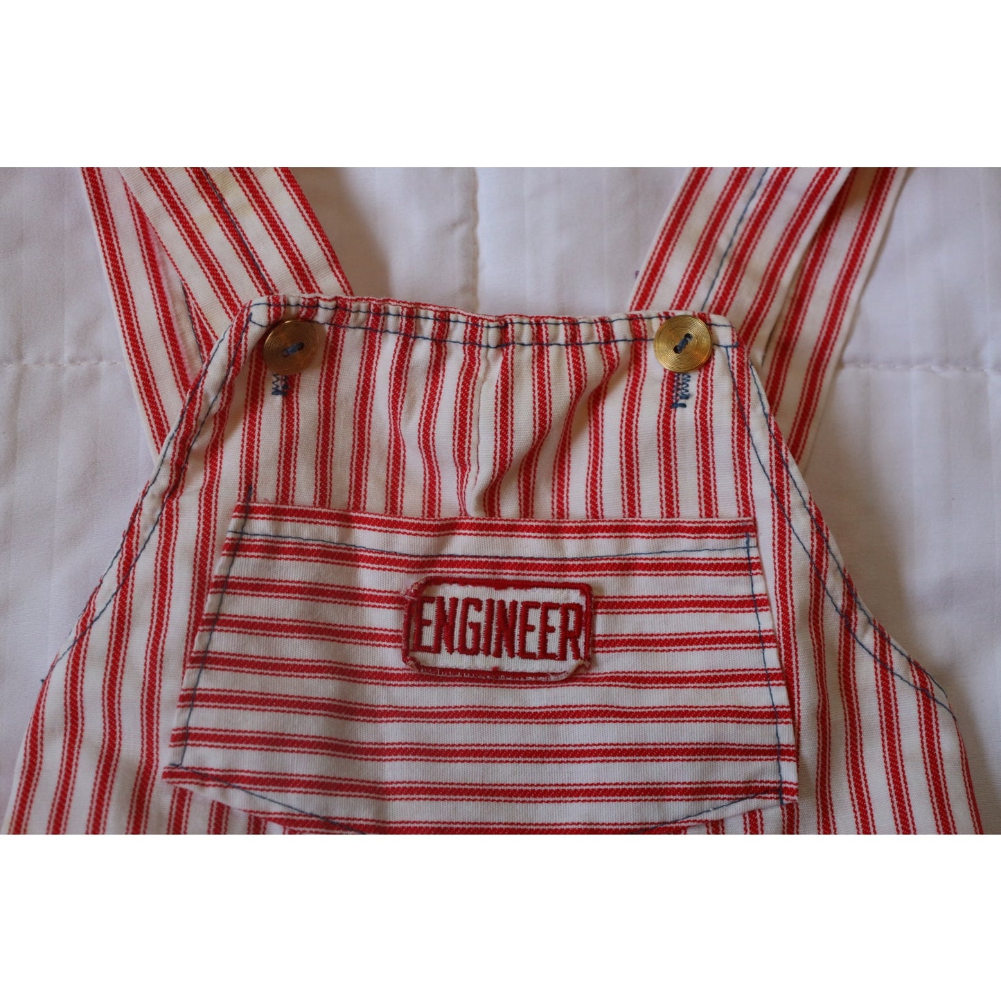 Vintage Candy Stripe "Engineer" Overalls - 18-24m