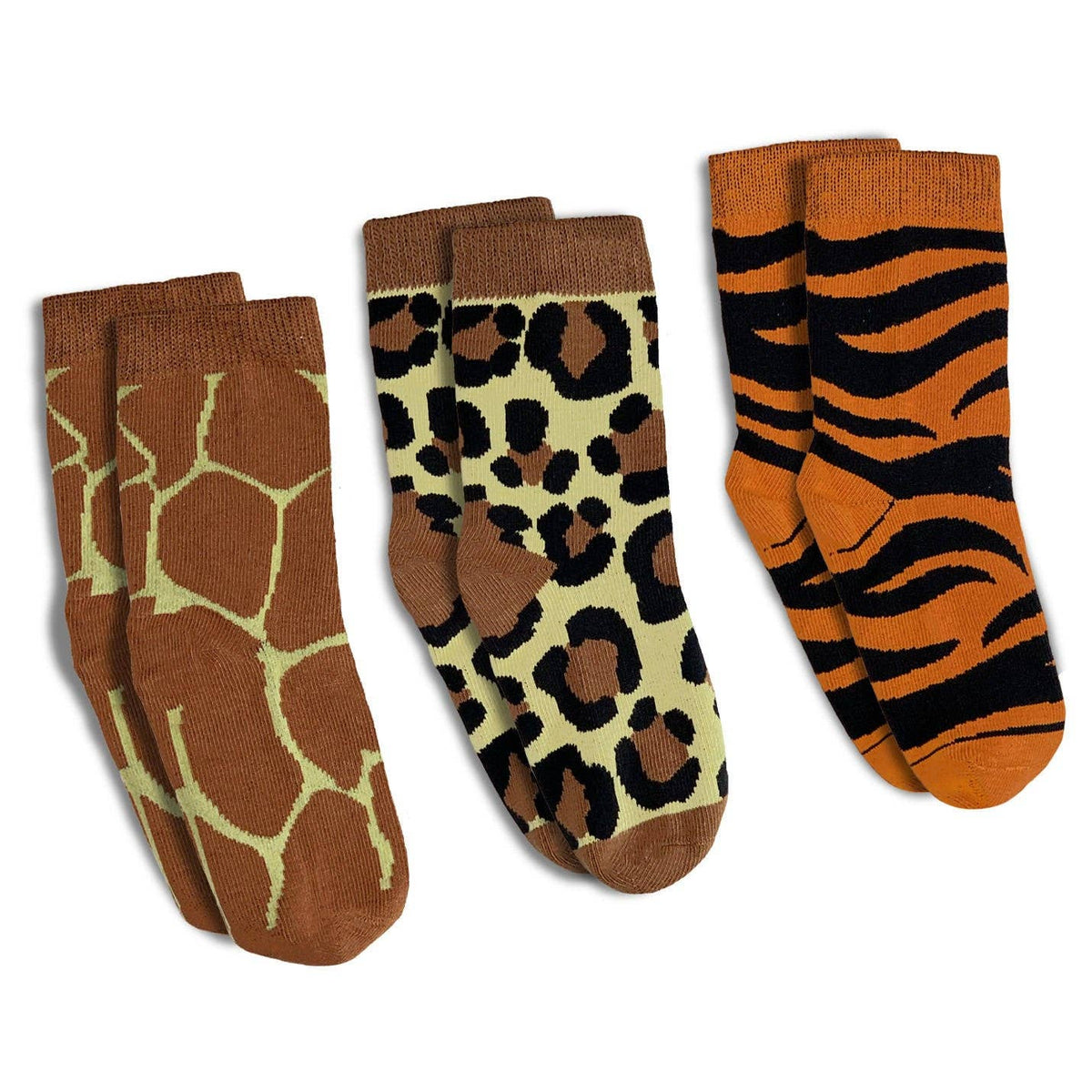Giraffe, Leopard and Tiger Prints Kids Socks / 3-Pack